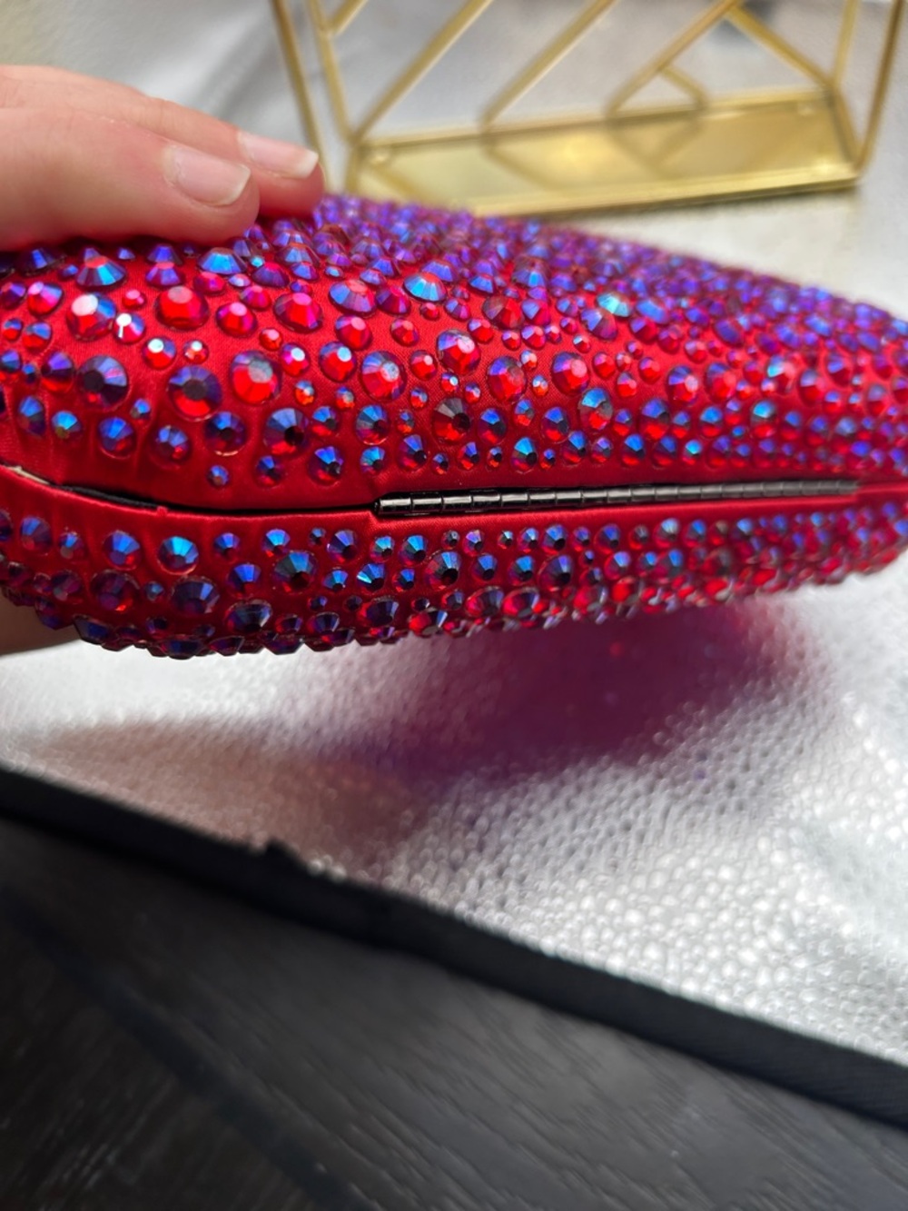 OLGA BERG Casey Hot Fix Crystal Clutch - Fuchsia - Picture 11 of 13